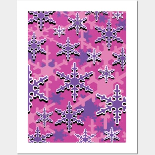Holiday Snowflakes Pink Posters and Art